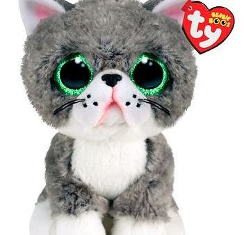 TY BEANIE BOOS - GREY CAT REG - GREY WHITE For Sale