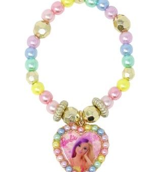 BARBIE RAINBOW FANTASY PEARL STRETCH BRACELET W HEART CHARM Online Sale