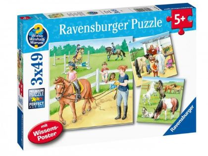 RAVENSBURGER  A DAY AT THE STABLES 3x49PC PUZZLE Online