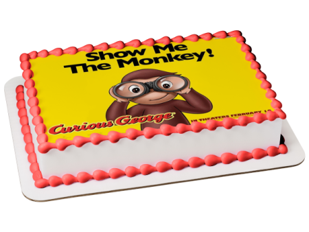 Curious George Binoculars Show Me the Monkey Edible Cake Topper Image ABPID09179 For Cheap