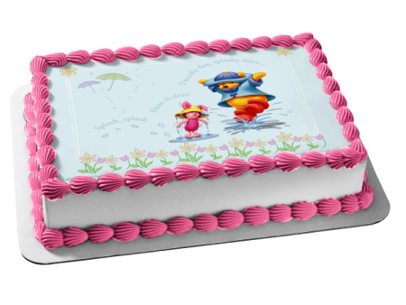 Disney Winnie the Pooh Piglet Splashing Humming Rain Edible Cake Topper Image ABPID09123 Sale