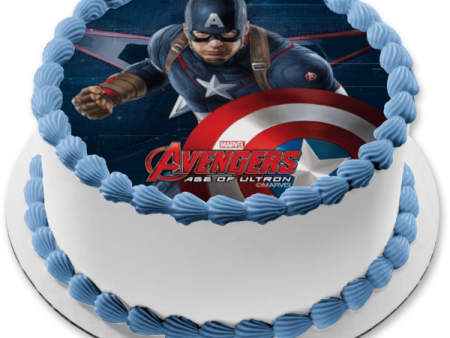 Avengers Age of Ultron Captain America and His Sheild Edible Cake Topper Image ABPID07654 For Sale