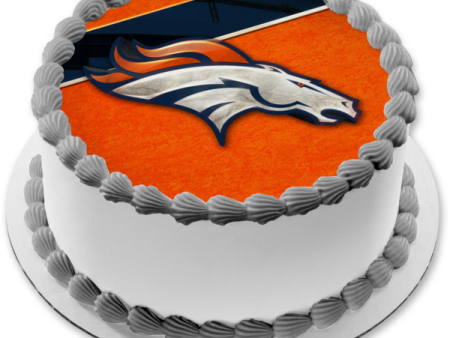 Denver Broncos Classic Logo NFL Orange Background Edible Cake Topper Image ABPID08935 Online now