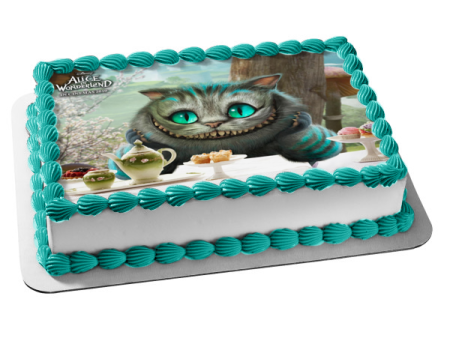 Disney Alice In Wonderland Cheshire Cat Tea Party Edible Cake Topper Image ABPID09056 For Discount