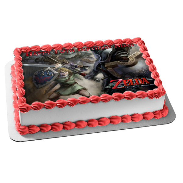 The Legend of Zelda Twilight Princess Link Sword and a Sheild Edible Cake Topper Image ABPID08165 Hot on Sale