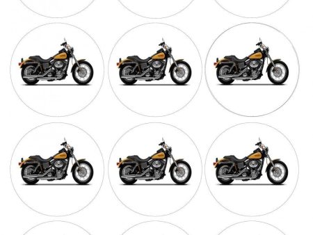 Motorcycle Green and Yellow Edible Cupcake Topper Images ABPID08421 Cheap