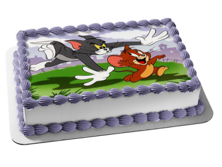 Tom and Jerry Chasing Edible Cake Topper Image ABPID07148 Online Sale