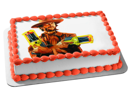 Clint Eastwood Holding NERF Guns Edible Cake Topper Image ABPID08254 Online Hot Sale