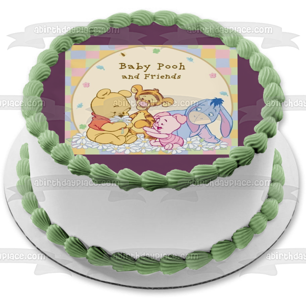 Disney Winnie the Pooh Baby Pooh and Friends Pooh Bear Tigger Piglet Eeyore Edible Cake Topper Image ABPID09205 on Sale