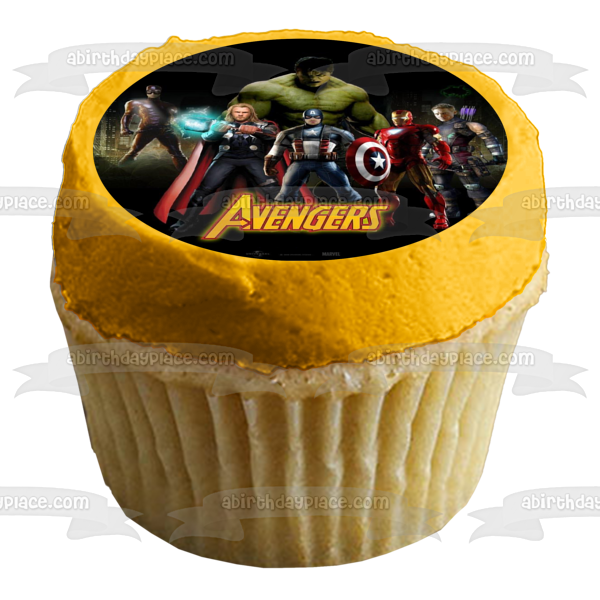 Marvel Comics The Avengers Captain America Iron Man Thor Incredible Hulk Black Background Edible Cake Topper Image ABPID09188 For Discount