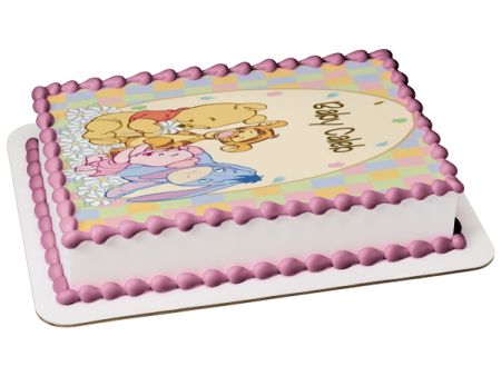 Disney Winnie the Pooh Baby Pooh and Friends Pooh Bear Tigger Piglet Eeyore Edible Cake Topper Image ABPID09205 on Sale