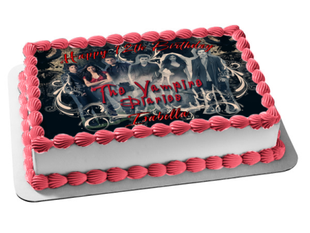 The Vampire Diaries Damon Salvator Katerina Petrova Elena Gilbert Stefan Salvatore Edible Cake Topper Image ABPID08885 Online now