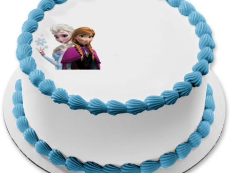 Disney Frozen Anna Elsa Snowflakes Edible Cake Topper Image ABPID08983 Sale