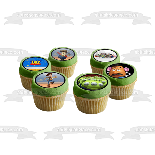 Toy Story Woody Buzz Lightyear Mr. Potato Head Mrs. Potato Head Bo Peep and Rex Edible Cupcake Topper Images ABPID07934 Cheap