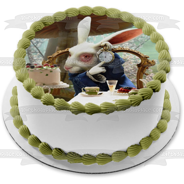 Disney Alice In Wonderland Tim Burton White Rabbit Edible Cake Topper Image ABPID09198 on Sale