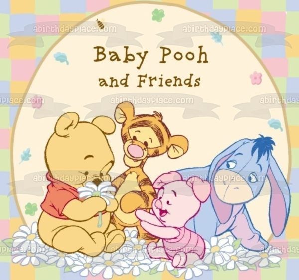 Disney Winnie the Pooh Baby Pooh and Friends Pooh Bear Tigger Piglet Eeyore Edible Cake Topper Image ABPID09205 on Sale